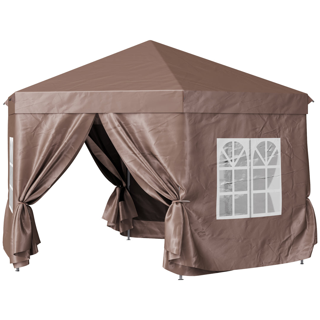 4m x 4m Hexagonal Metal Frame Garden Gazebo Brown