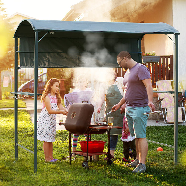 Metal Frame Outdoor BBQ Canopy Grey