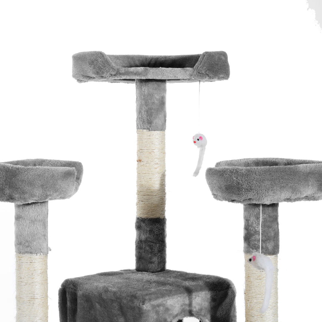 PawHut Cat Tree for Indoor Cats Kitten Kitty Scratching Scratcher Post Climbing Tower Activity Centre House Grey