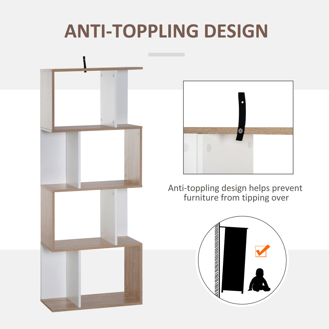 Particle Board 4-tier Storage Display Shelving Bookcase Unit Divider S Shape design Divider Unit