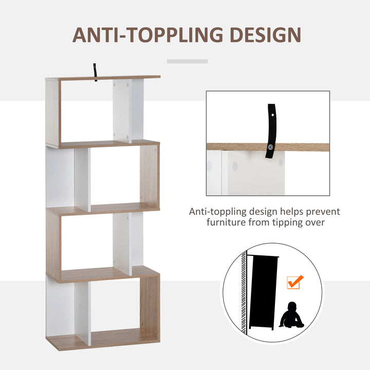 Particle Board 4-tier Storage Display Shelving Bookcase Unit Divider S Shape design Divider Unit