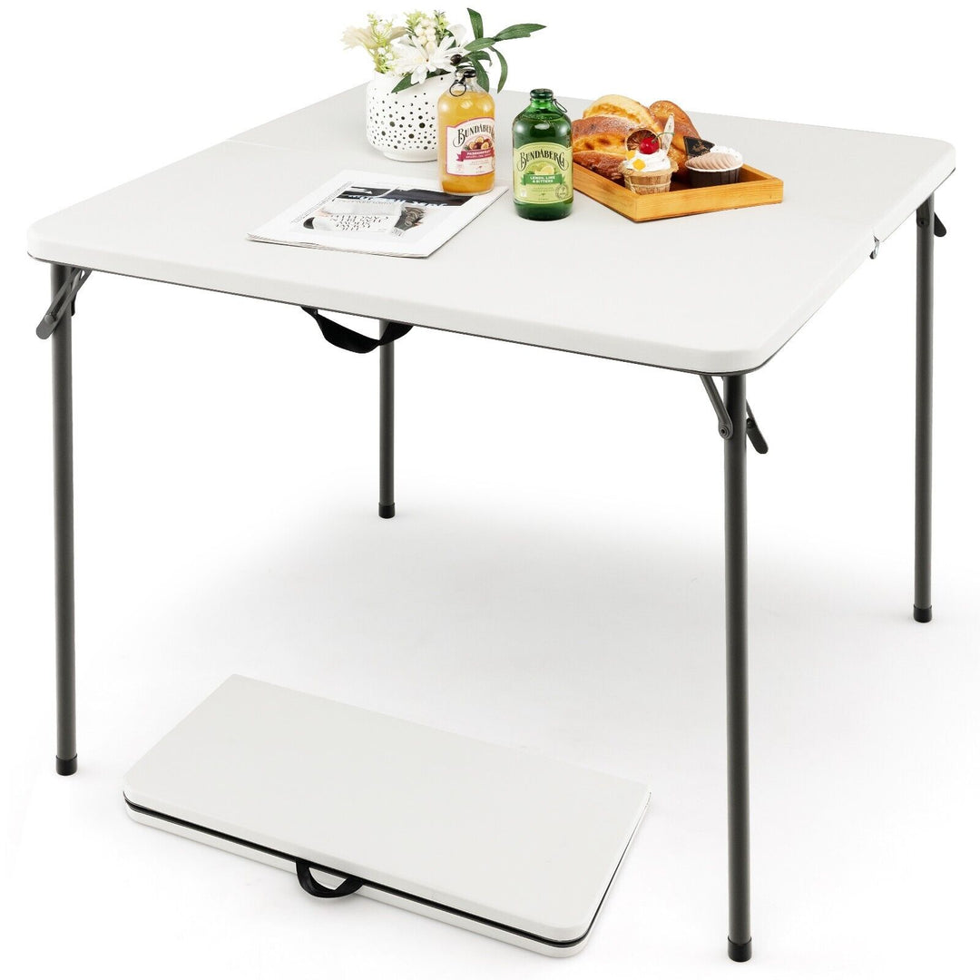 Folding Camping Table with Handle for Indoor Outdoor Use-White