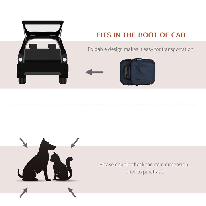 PawHut Pet Carrier Folding Dog Bag Portable Cat Carrier Soft Pet Crate w/ Cushion, 60 x 41.5 x 41 cm, Dark Blue