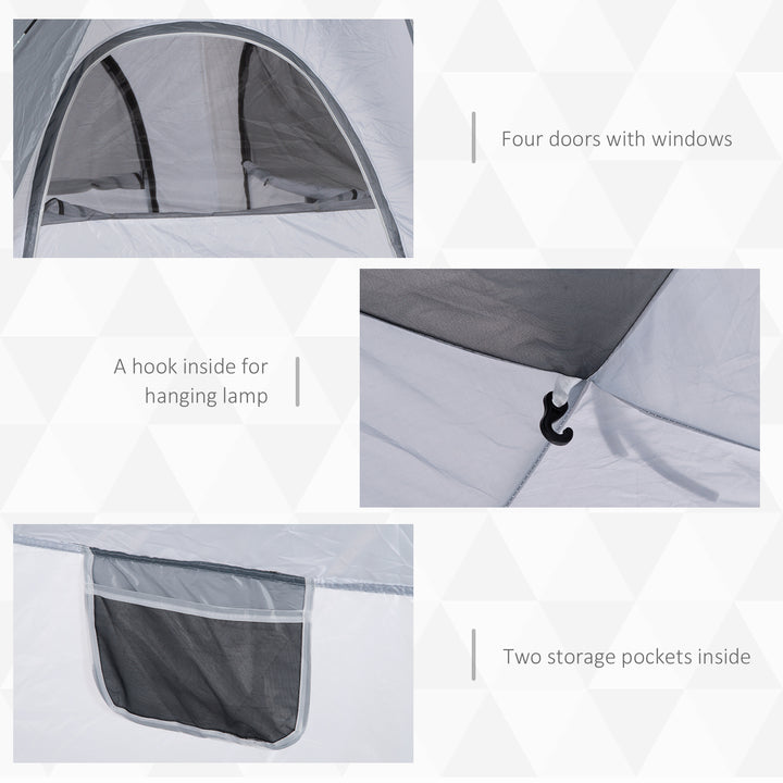 4 Person Automatic Camping Tent, Outdoor Pop Up Tent, Portable Backpacking Dome Shelter, Light Grey