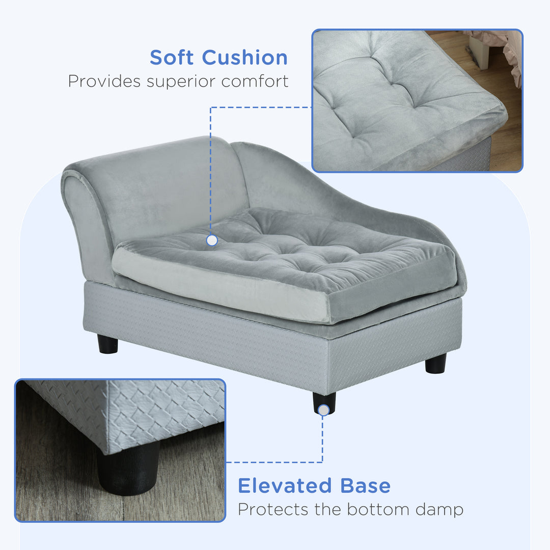 Pet Sofa Chair, with Storage, Cushion, for Small Dogs, Cats - Light Blue