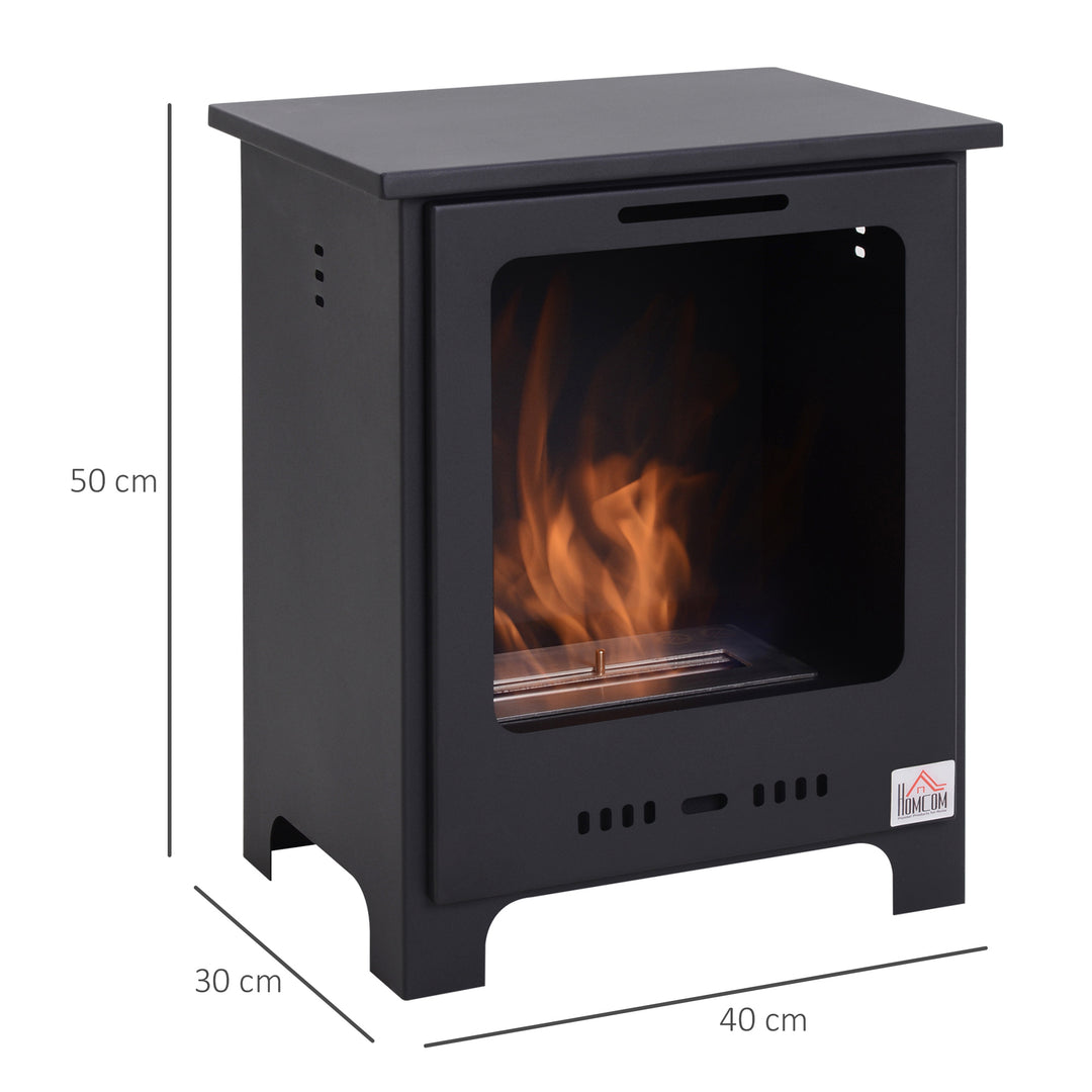 Freestanding Ethanol Fireplace, Bioethanol Fire with 1.5L Tank, 3 Hours Burning Time for Indoor, Black