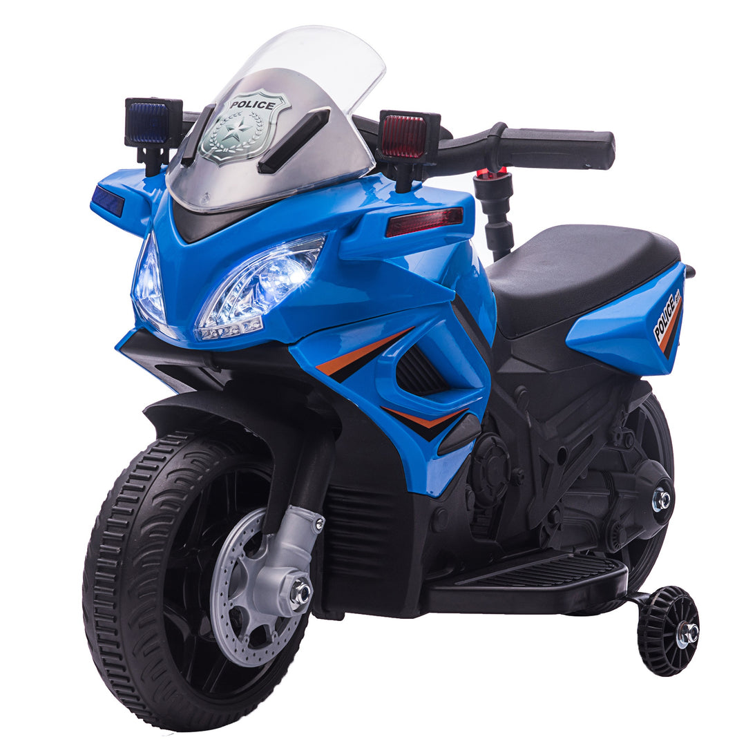 Kids 6V Electric Ride On Motorcycle Police Car Toy for 18 - 36 months Blue