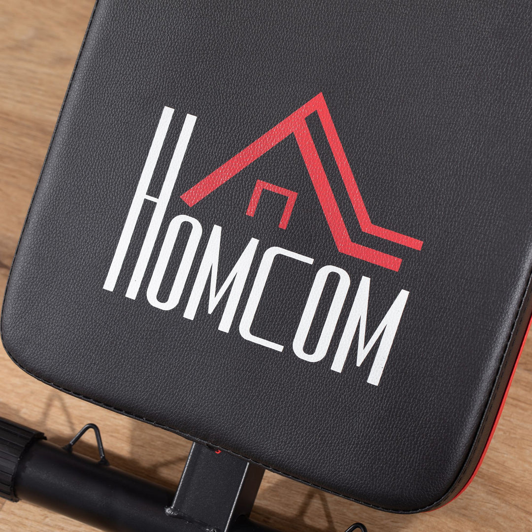 Adjustable Sit-Up Bench, Core Workout Abdominal Strength Building, Foldable Design w/ Bands for Home Gym Exercise Black