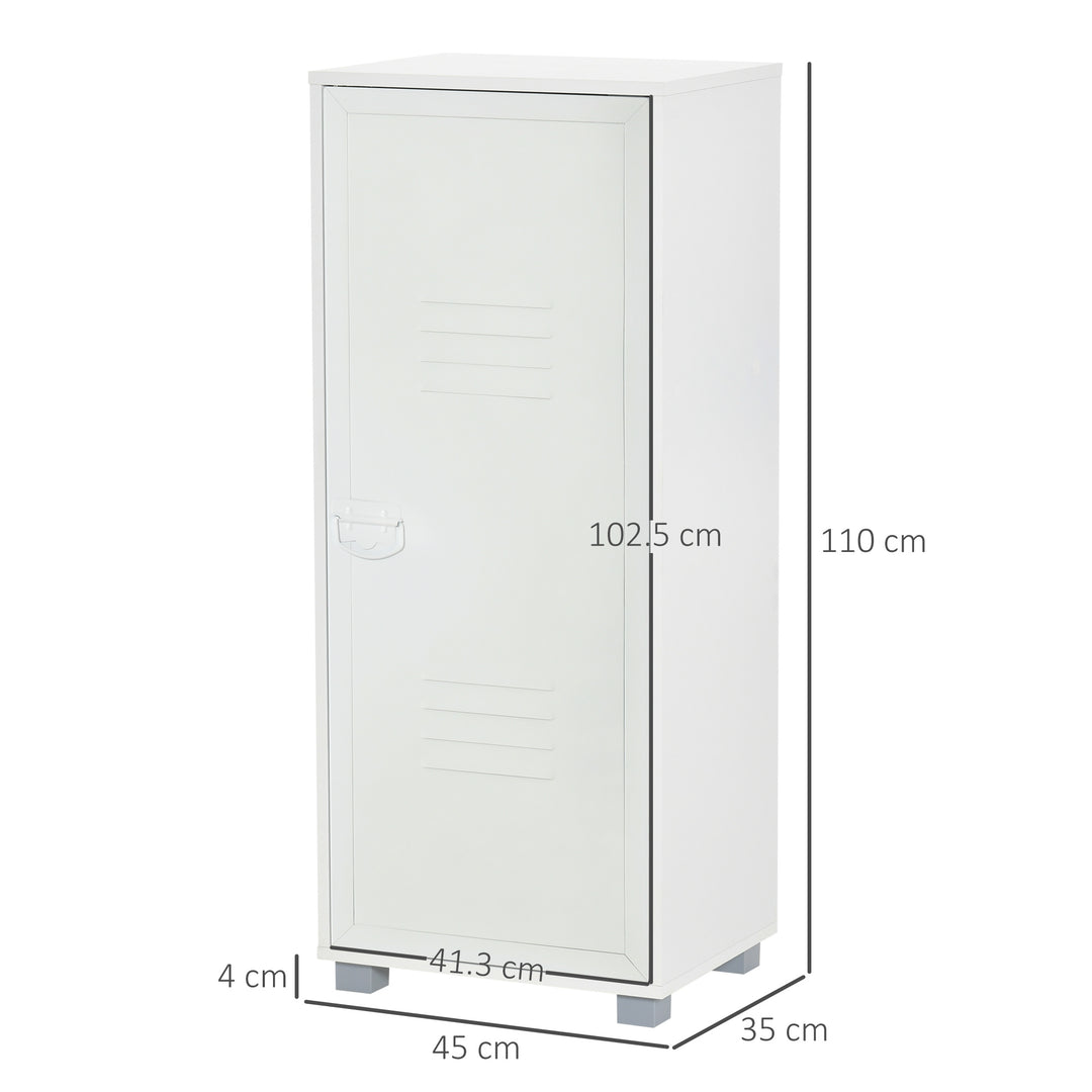 HOMCOM Modern 2-Tier File Cabinet, Storage Organizer with Metal Louvred Door for Living Room, Study, Playroom, White