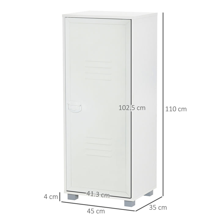 HOMCOM Modern 2-Tier File Cabinet, Storage Organizer with Metal Louvred Door for Living Room, Study, Playroom, White