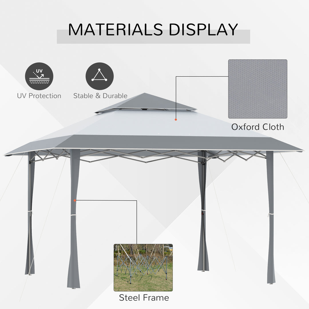 Outsunny Pop-up Canopy Gazebo Tent with Roller Bag &amp; Adjustable Legs Outdoor Party, Steel Frame, 4 x 4m  White &amp; Grey
