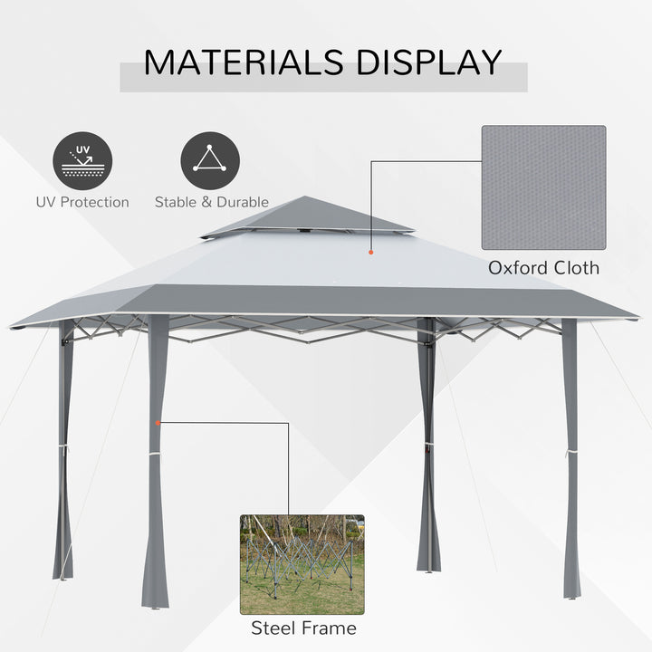 Outsunny Pop-up Canopy Gazebo Tent with Roller Bag &amp; Adjustable Legs Outdoor Party, Steel Frame, 4 x 4m  White &amp; Grey