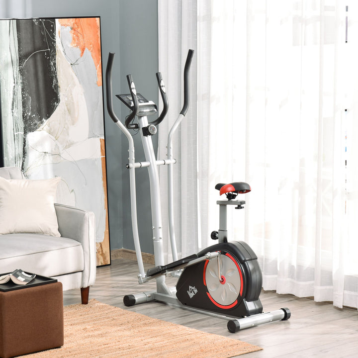 Elliptical Trainer Cardio Workout Exercise Bike Cross Trainer with 6KG Flywheel, Magnetic Resistance, LCD Digital Monitor, Black
