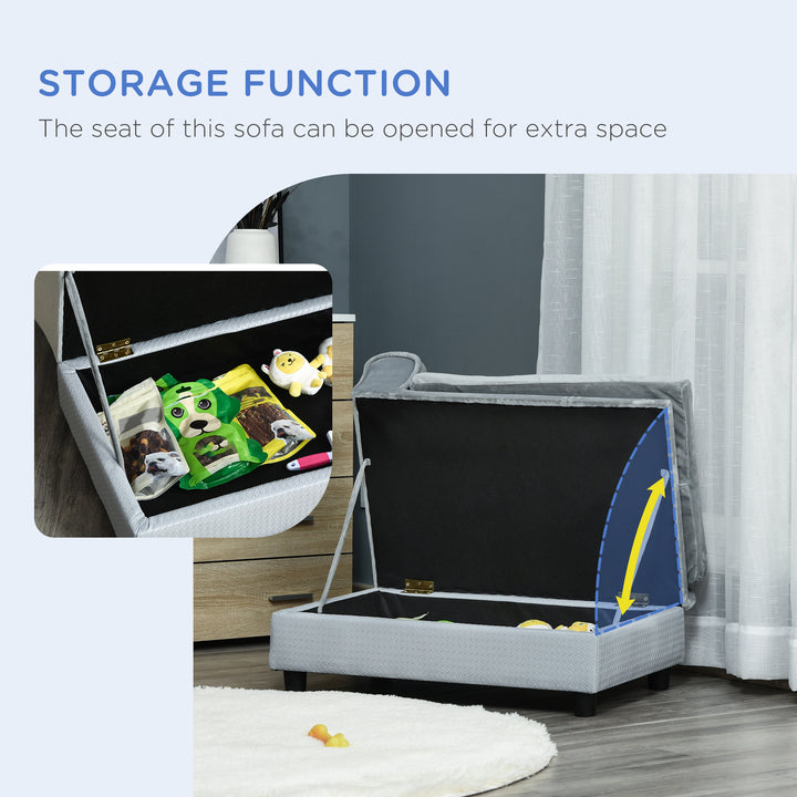 Pet Sofa Chair, with Storage, Cushion, for Small Dogs, Cats - Light Blue