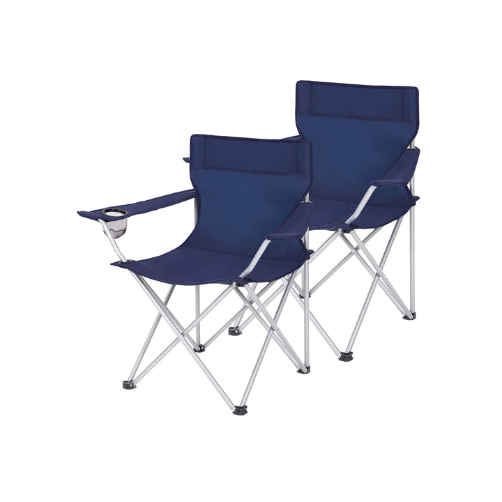 Set of 2 Blue Portable Camping Chairs with Armrest