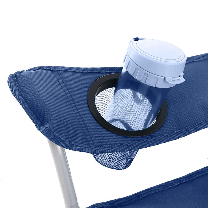 Set of 2 Blue Portable Camping Chairs with Armrest