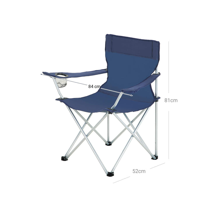Set of 2 Blue Portable Camping Chairs with Armrest