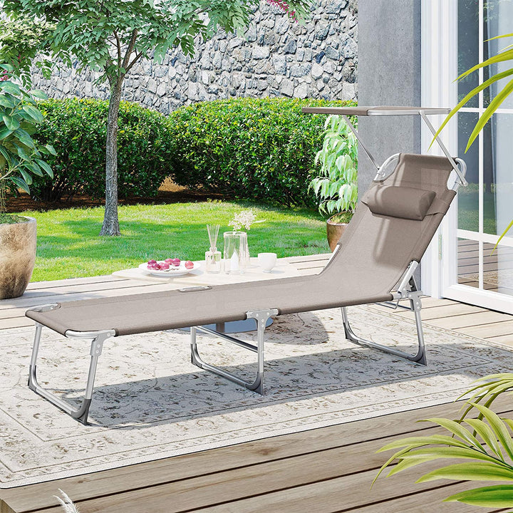 Foldable Sun Lounger with Headrest