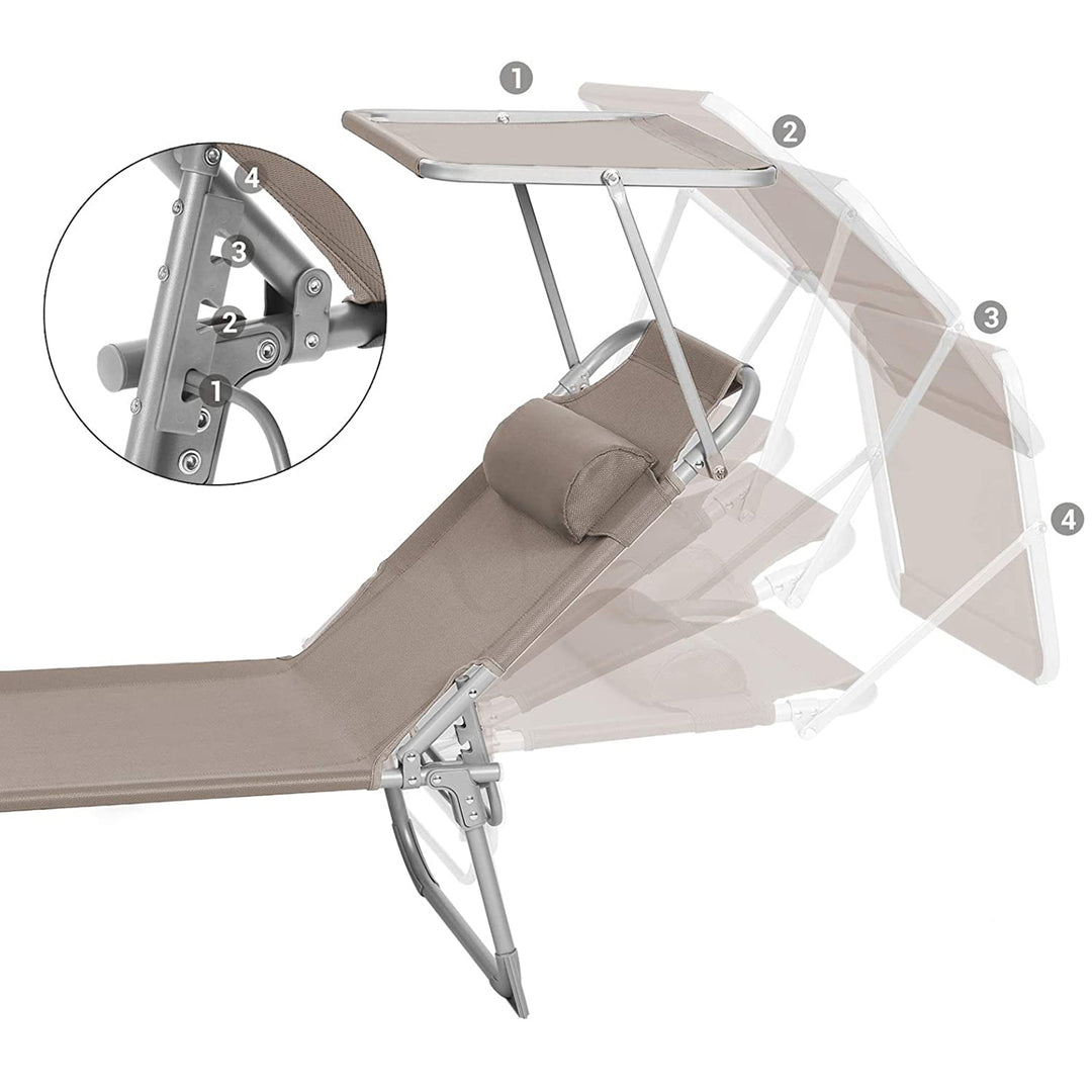 Foldable Sun Lounger with Headrest