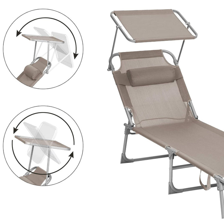 Foldable Sun Lounger with Headrest