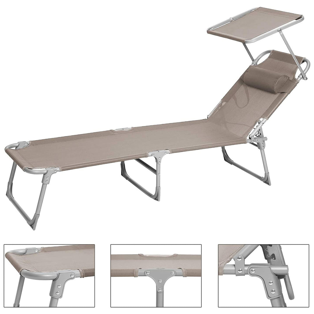 Foldable Sun Lounger with Headrest