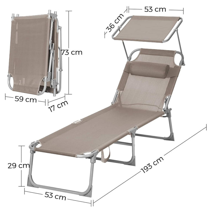 Foldable Sun Lounger with Headrest