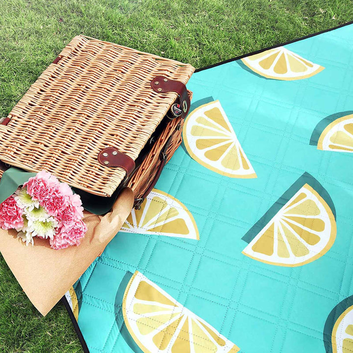 Aqua Color Foldable Picnic Blanket with Waterproof Layer