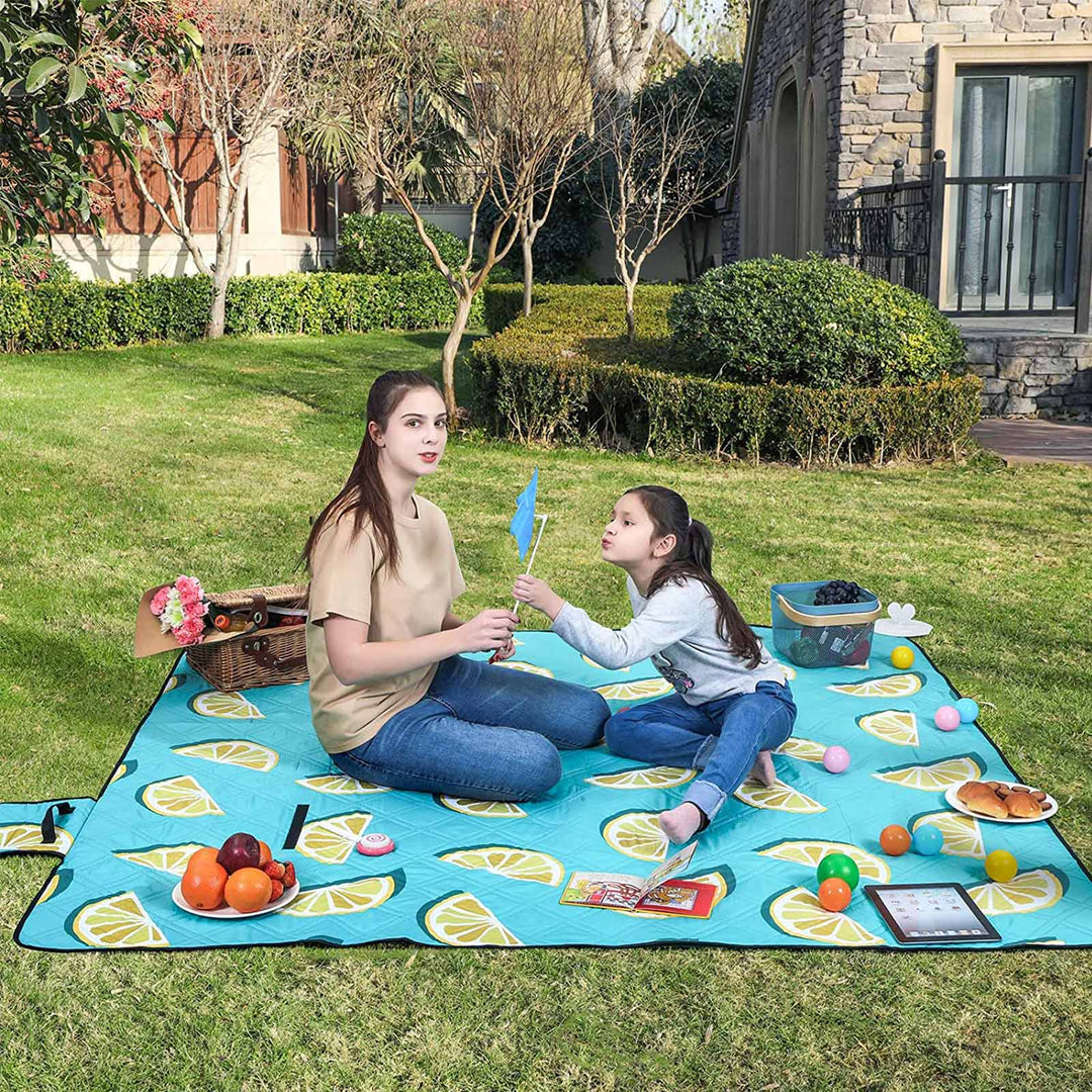 Aqua Color Large Camping Picnic Blanket with Waterproof Layer