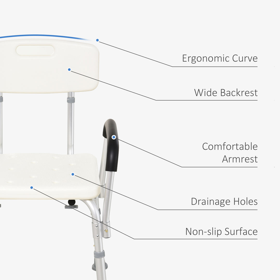 Adjustable Shower Bench with Back and Armrest