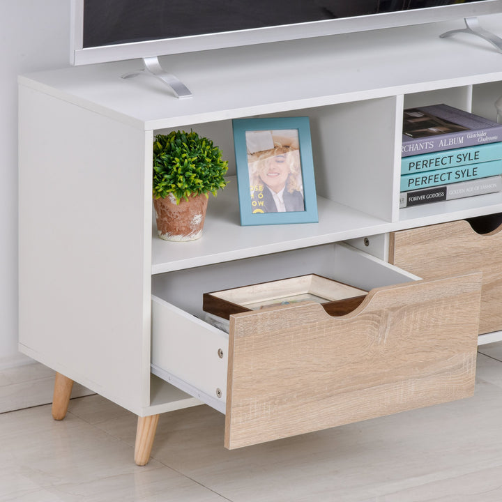 HOMCOM Particle Board TV Media Unit White/Oak