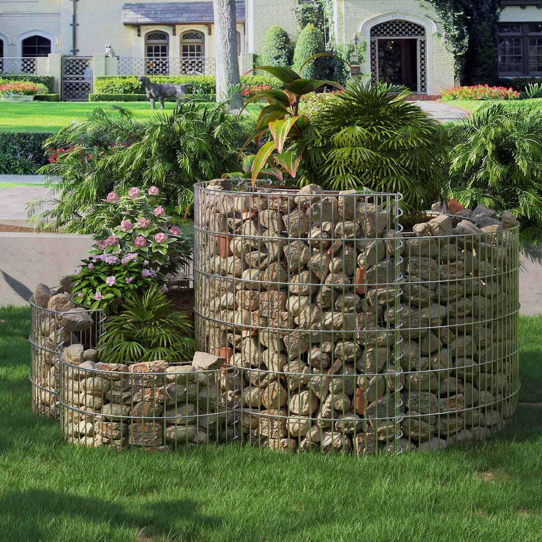 Silver Metal Spiral Gabion Planter