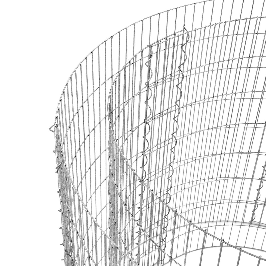 Silver Metal Round Tall Gabion Planter