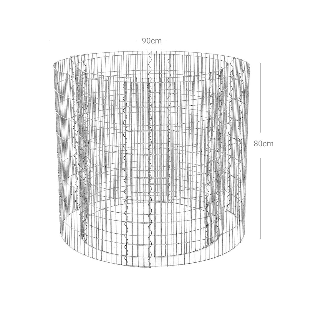 Silver Metal Round Tall Gabion Planter