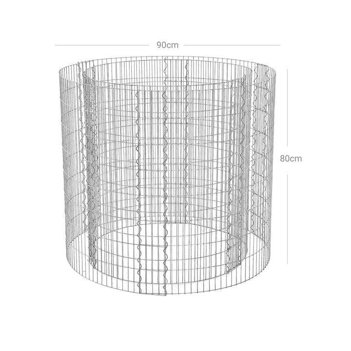 Silver Metal Round Tall Gabion Planter