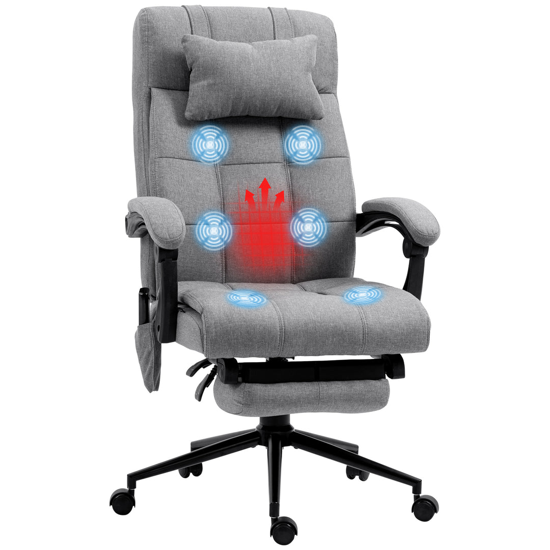 Vinsetto Vibration Massage Office Chair with Heat, Fabric Computer Chair with Head Pillow, Back, Grey