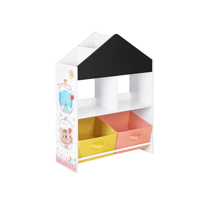 White Toy Organiser with Chalkboard &amp; Containers