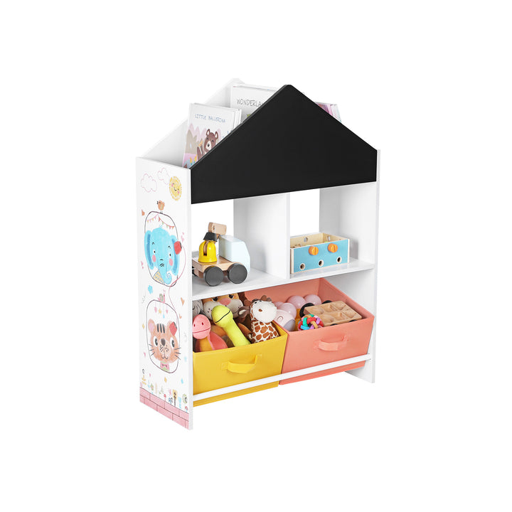 White Toy Organiser with Chalkboard &amp; Containers