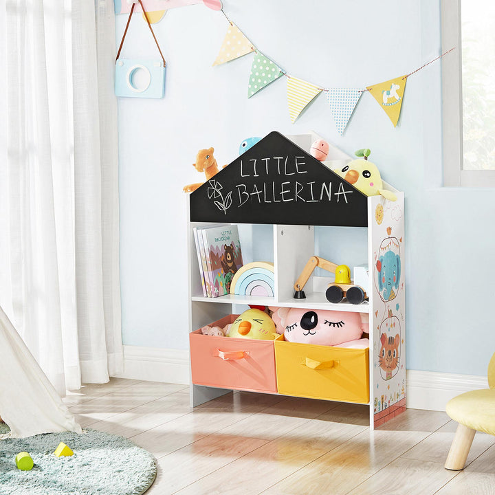 White Toy Organiser with Chalkboard &amp; Containers