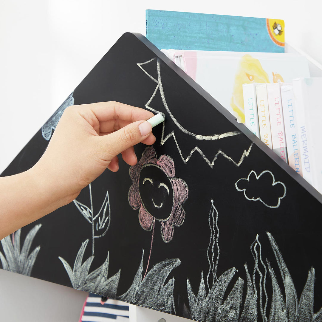 White Toy Organiser with Chalkboard &amp; Containers