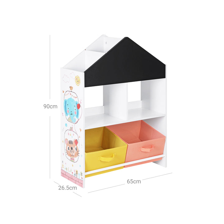 White Toy Organiser with Chalkboard &amp; Containers