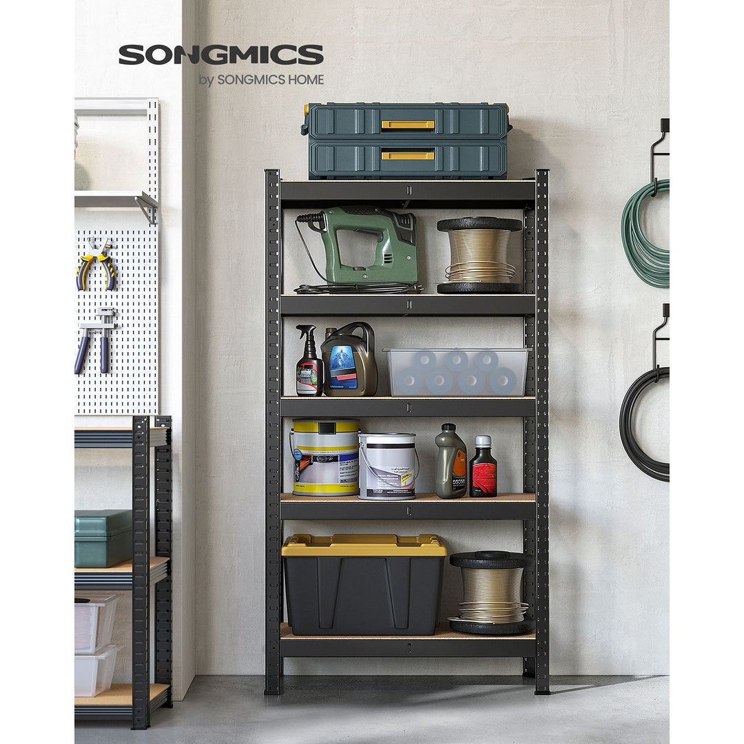 5-Tier Shelving Unit with 650 kg Capacity Black