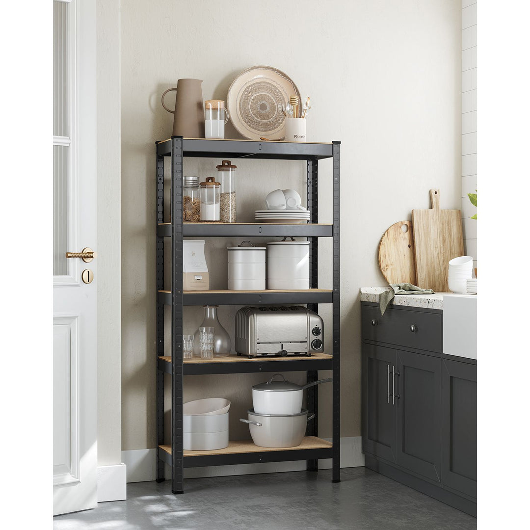 5-Tier Shelving Unit with 650 kg Capacity Black