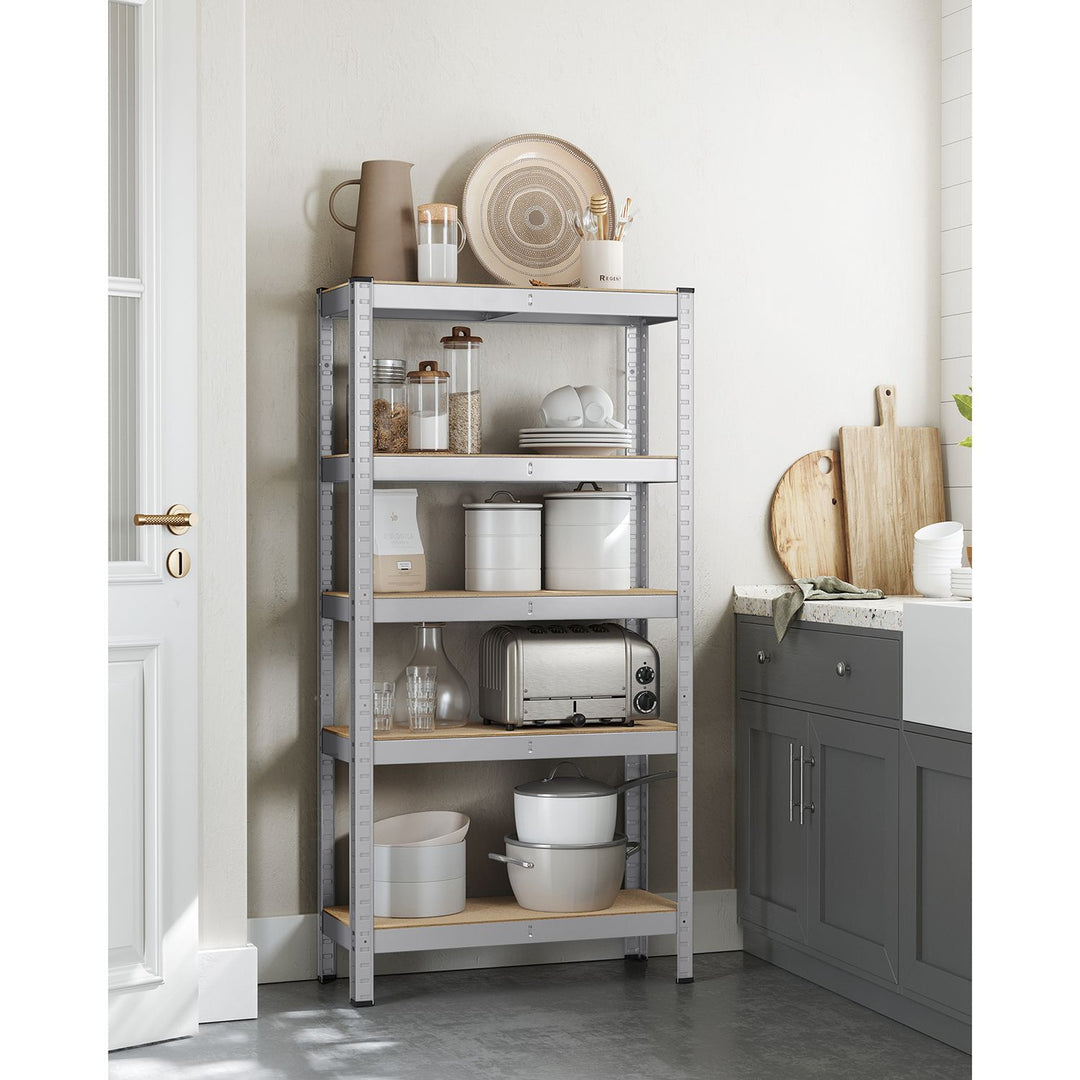 5-Tier Shelving Unit with 650 kg Capacity Silver