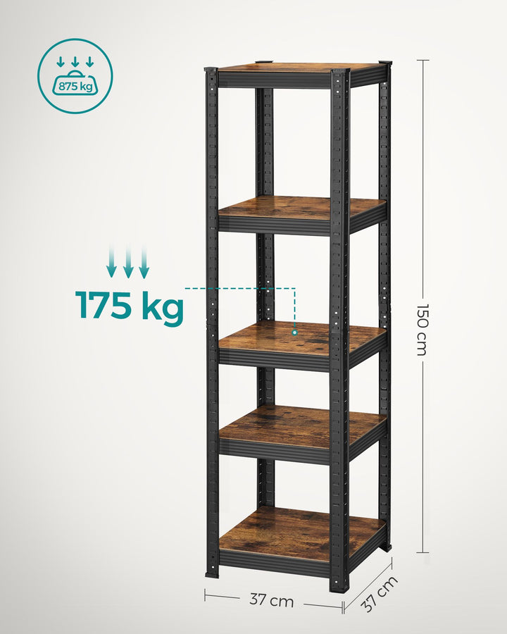 5-Tier Steel Shelving Unit 37 x 37 x 150 cm