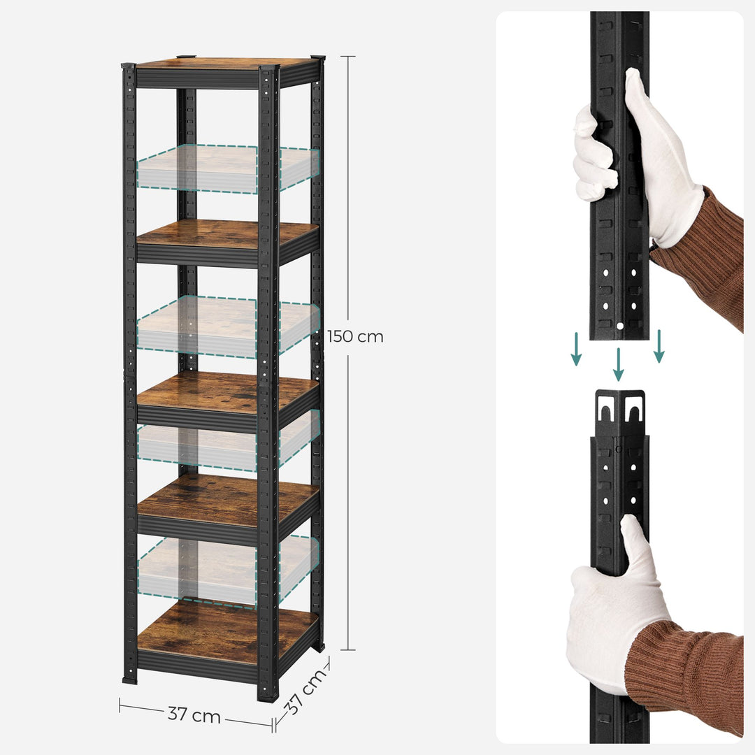 5-Tier Steel Shelving Unit 37 x 37 x 150 cm