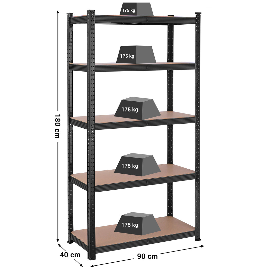 5-Tier Steel Shelving Unit 40 x 90 x 180 cm