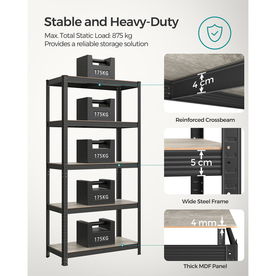 5 x 175 kg Shelving Unit 40 x 90 x 180 cm