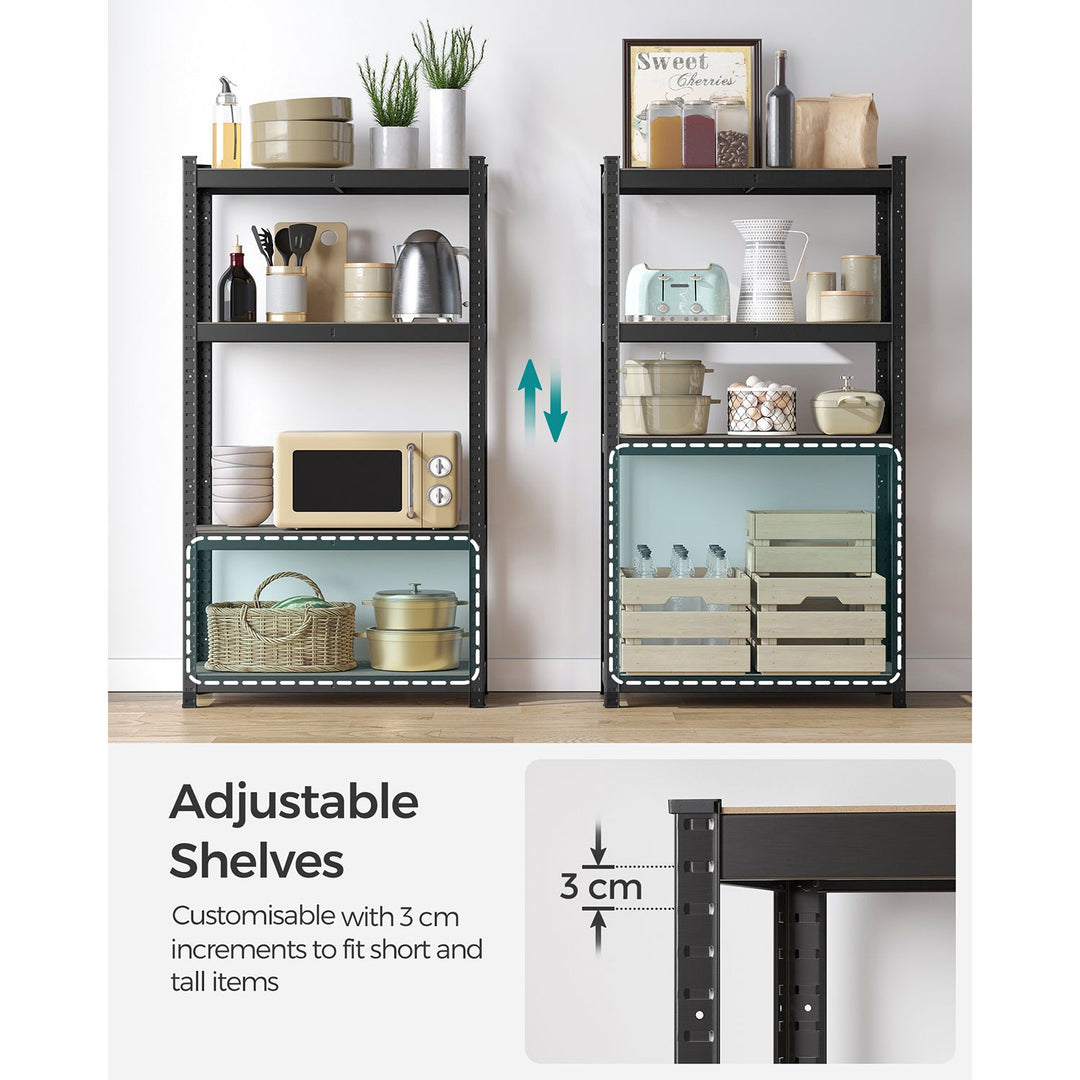 4-Tier Shelving Unit with 520 kg Capacity Black