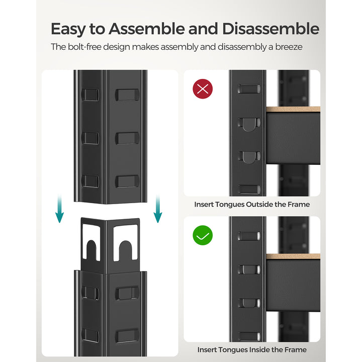 4-Tier Shelving Unit with 520 kg Capacity Black