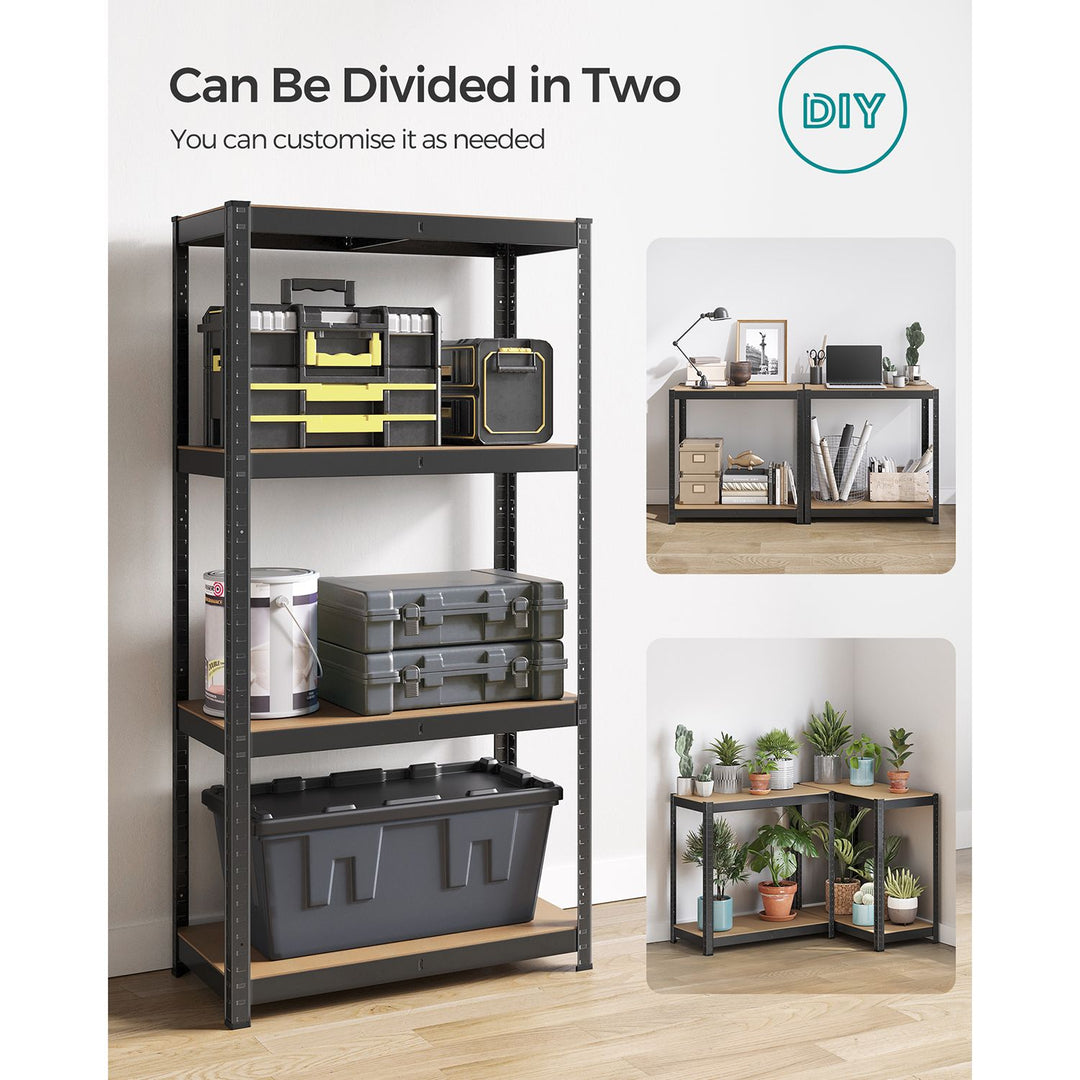 4-Tier Shelving Unit with 520 kg Capacity Black